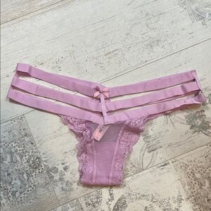 Victoria's Secret Very Sexy Lilac Lace Mesh Strappy Cheeky Panties Large